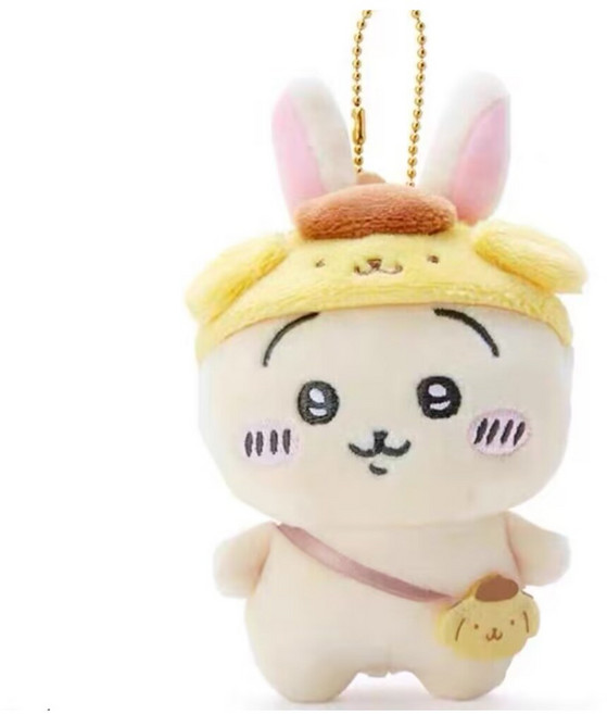 산리오 x 먼작귀 콜라보 피규어 한교동 쿠리만쥬 하치와레 우사기 치이카와 모몬가 피규어, 노란 색-A, 10cm, 1개