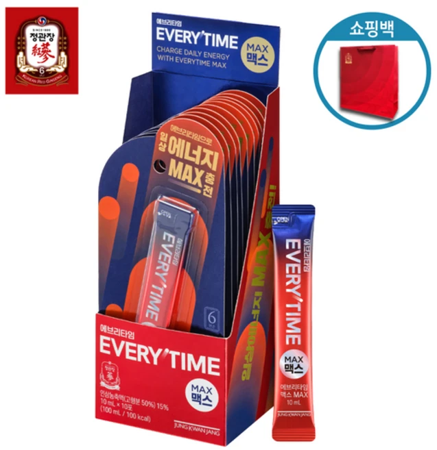 에브리타임 정관장 맥스 10p, 100ml, 1개 - 쿠팡