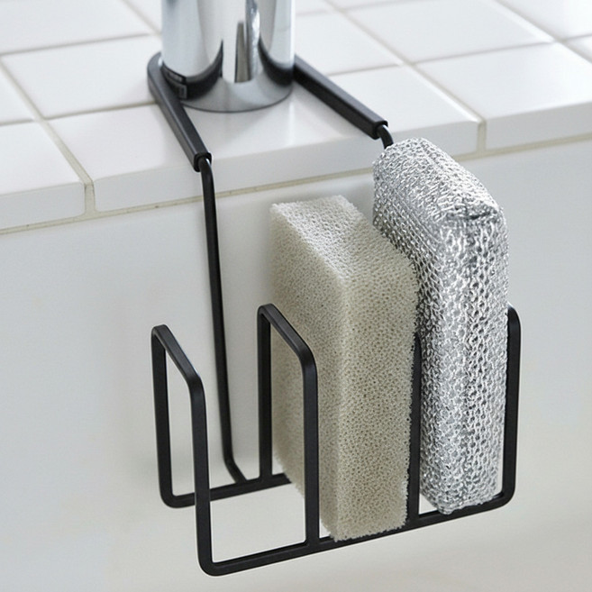 오프앤홈 수세미 걸이 거치대 건조대 받침대 + 스퀴지, 1개, 블랙