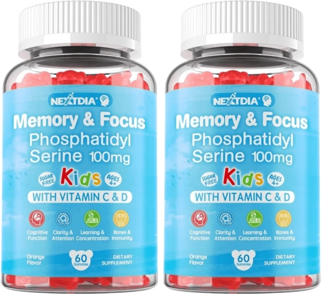 어린이 포스파티딜세린 키즈 구미 60정 오렌지 2개 - 쿠팡
