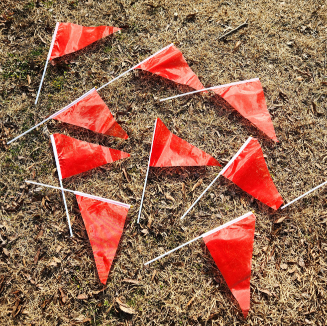 "멀리서도 다 보여요" 사고예방/행사홍보 필수템 빨간 깃발 10세트x3, 60개, 레드