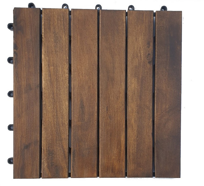 이쁜집 아카시아 원목 데크타일 6슬롯 10개 1세트, 월넛