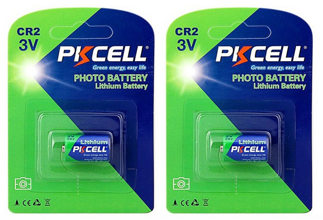 PKCELL 리튬 건전지 CR2 3V 카드팩 2개, 1개입