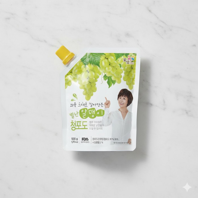 꽃샘 별난알맹이 청포도 에이드 베이스 파우치 500g 선물용