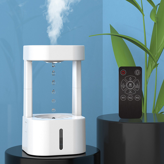 무중력가습기 물방울 거꾸로 LED 칠색 무드등 리모컨 가습기, 겨울가습기