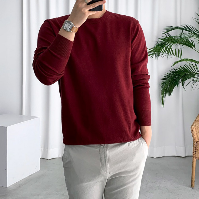 룩플레인 부드럽고 깔끔한 비스코스 세인트 라운드 니트 22color