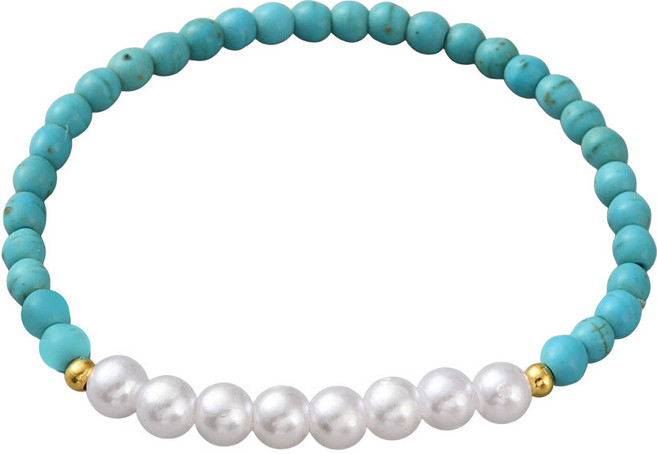 1개 합성 녹송석과 모조 진주옥 염주 손꼬치 남녀공용 팔찌 구슬: 4~6mm 내경: 5.6cm