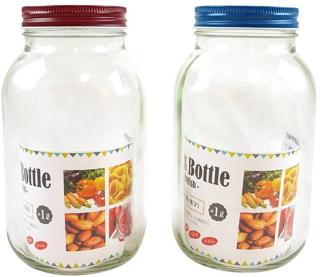 【GOOD LIFE 品好生活】手寫英字風鐵蓋玻璃罐/保存罐（隨機出貨）, 1個, 1000L