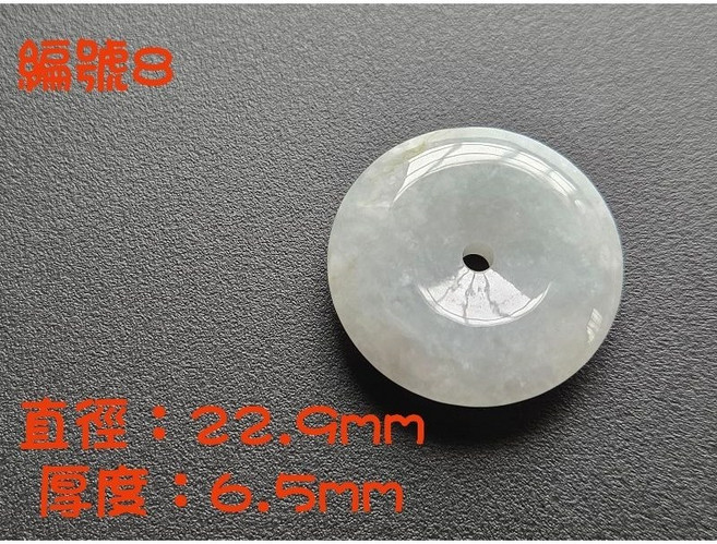七彩翡翠A貨平安扣吊墜 直徑22.9mm 厚度6.5mm 祈福招財, 1個, 編號8