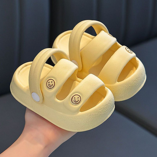 EVA兒童涼鞋 夏季女童防滑居家外穿洗澡學步涼拖鞋, 1個, 米黃色24-25碼內長16cm