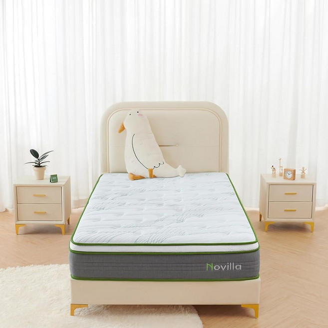 Novilla 트윈 매트리스 30.5cm(12인치) 젤 메모리 폼 하이브리드 개별 포켓 스프링 시원한 수면을 위한 통기성 매트리스 트윈 동작 분리 및 압력 완화 중간 단, 30.5 cm(1, 미디엄 펌, Twin