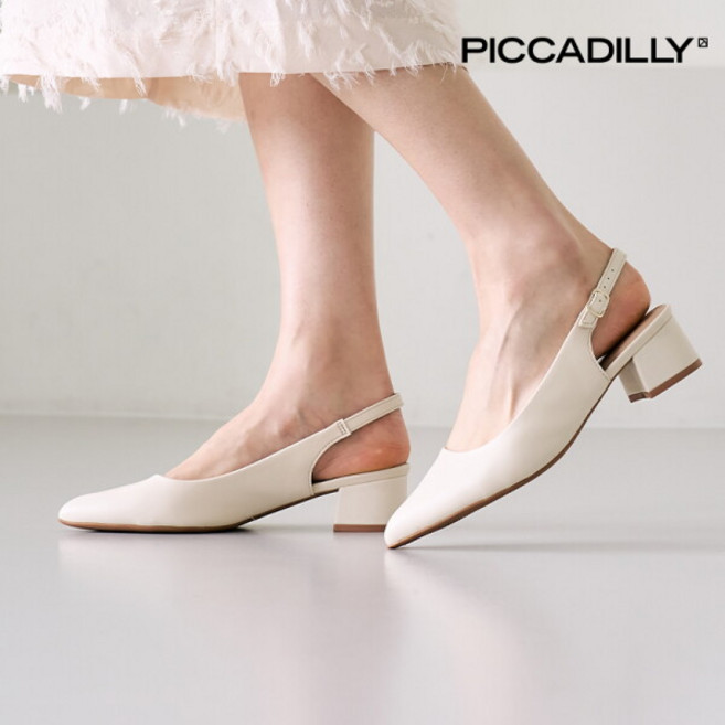 [피카딜리] [PICCADILLY] 739021-1A 슬링백미드힐_오프화이트(4.5cm)