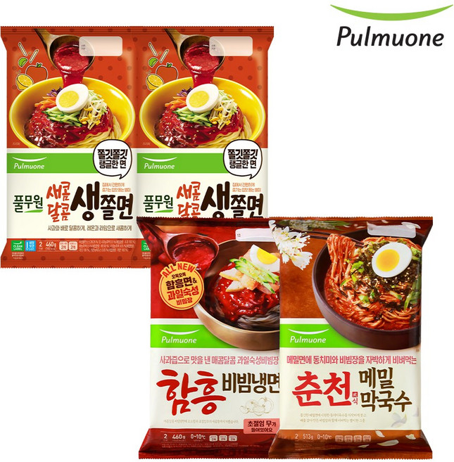 [풀무원] 여름면 4개(8인) (쫄면2개+함흥비빔+춘천막국수), 없음, 1개