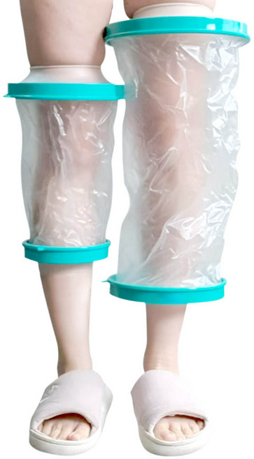 깔끔더하기 무릎 다리 깁스 샤워 기브스 방수커버, 투명-무릎L, 1개