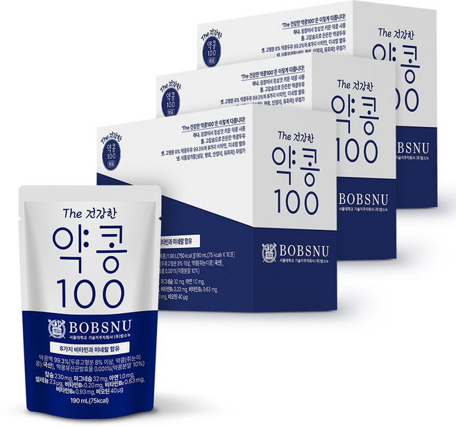 서울대 밥스누 new 더건강한 약콩 100 두유 (190ml x 10팩) 3박스 총 30팩, 190ml, 30개