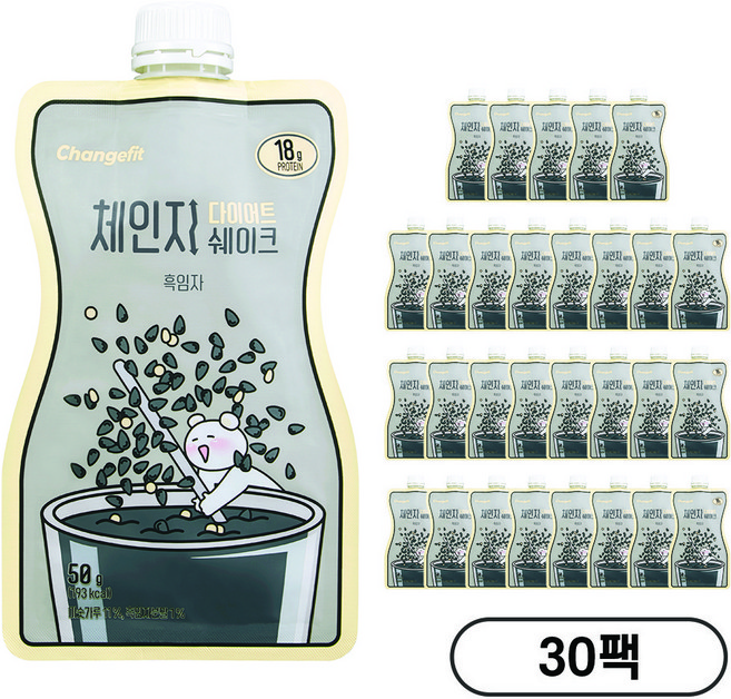 [체인지핏] 체인지 다이어트 쉐이크 흑임자맛, 50g, 30개 - 쿠팡