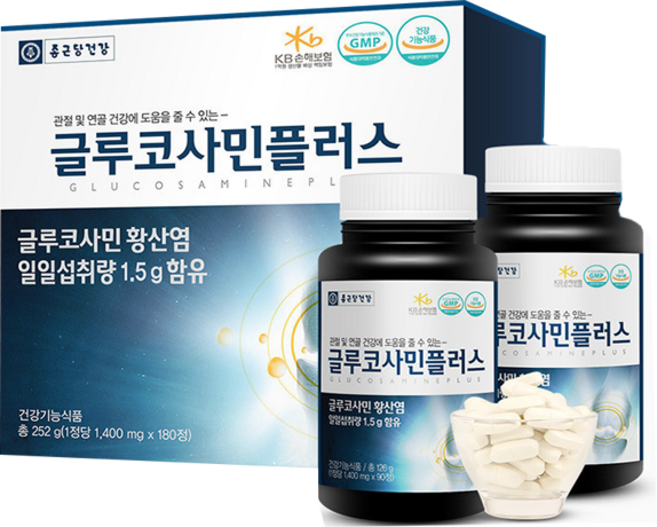 관절 연골 건강 종근당건강 글루코사민플러스 상어연골분말 글루코사민황산염 노약자 갱년기 360정 6개월분, 180정