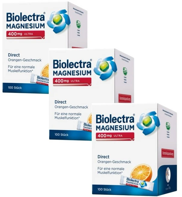 독일 내수용 바이오렉트라 마그네슘 울트라 다이렉트 400mg Biolectra Magnesium 400 mg Ultra Direct Items Orange Flavour Stick, 100회분, 3개 - 쿠팡