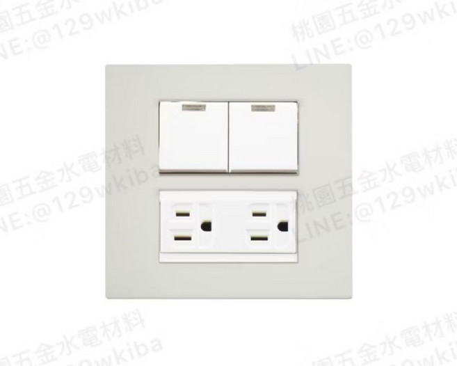Suzone樹榮 雙聯二開關雙插座附接地, 1個, 雙聯二開關雙插座附接地,魔粒黑