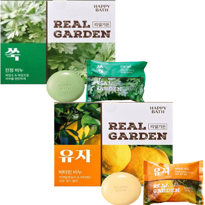 해피바스 리얼가든 비누 사철쑥 진정 8입 + 유자 비타민 8입
