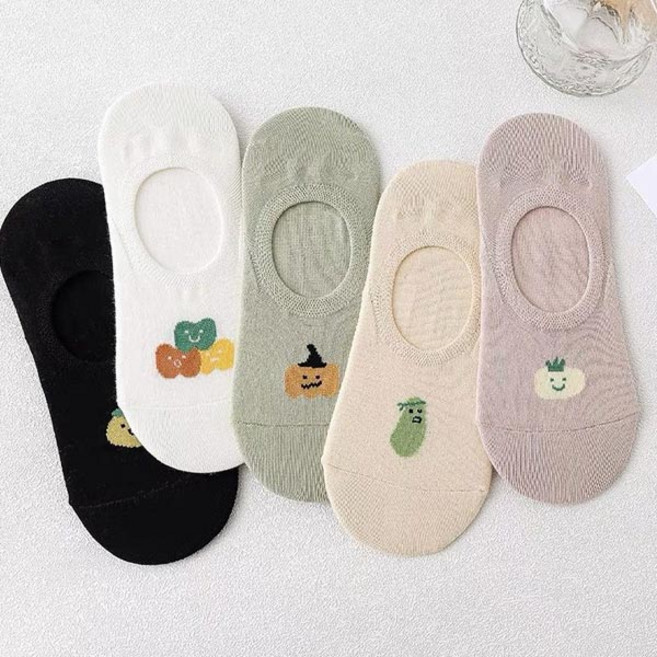 워더미 5개1세트 여성 파스텔 소프트 야채 캐릭터 덧신 페이크 삭스 CHW384