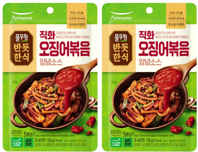 반듯한식 풀무원 직화 오징어볶음 양념소스, 150g, 2개