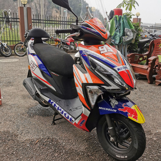 혼다 엘리트125 바이크용품 바디 풀 데칼 스티커, 아이언맨, 1개