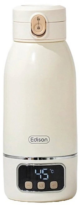 에디슨 휴대용 무선 가열 원터치 보온병 여행 외출용 분유포트 500ml - 쿠팡