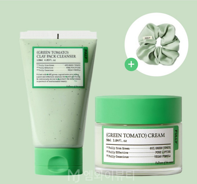 풀리 그린 토마토 모공 케어 2종 세트 클레이 팩 클렌저 크림 기획세트, 1개