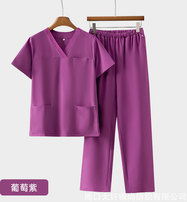 洗手衣彈力冰絲速幹工作服套裝醫療美容牙科女夏季短袖黑色刷手服, 1件, S