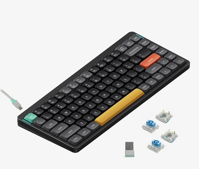 nuphy 누피 에어75 V2 휴대용 75% 기계식 키보드 무선 블루투스/2.4G/USB-C RGB 게이밍 키보드 116208, Gateron Blue Switch, Gateron 모스 스위치, 1개