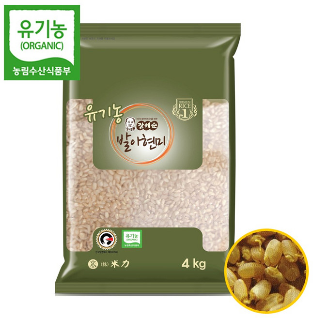 장세순 유기농 발아현미 25년산, 4kg, 1개