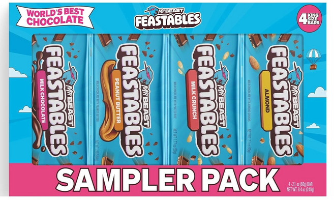 24년 뉴버젼 미스터비스트 초콜릿바 피스터블 버라이어티팩 4개입, 4개, 60g