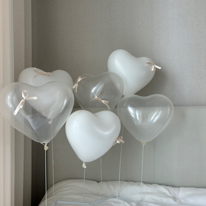 현재의태도 하트풍선 발레코어 리본 스탠드 세트, 1세트, 7. 클리어샴페인