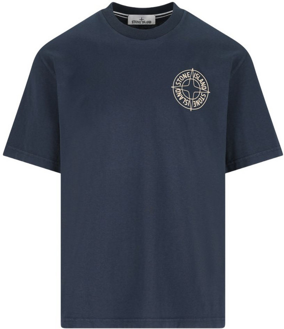 스톤 아일랜드 로고 코튼 티셔츠