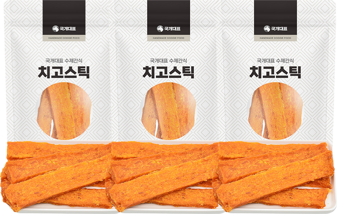 국내생산 닭가슴살 육포 스틱 고구마 면역력과 피로회복에 좋은 다이어트 강아지수제간식, 치고스틱, 3개, 70g