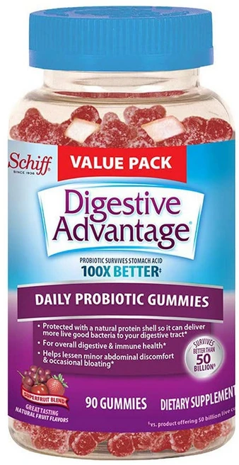 Digestive Advantage 쉬프 다이제스티브 어드밴티지 프로바이오틱 유산균 90구미, 90정, 1개 - 쿠팡