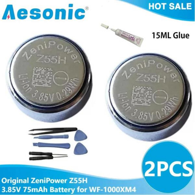 소니 WF-1000XM4 1000XM4 XM4 블루투스 이어버드 헤드셋 배터리용 2PCS 오리지널 ZeniPower Z55H 3.85V 75mAh 배터리