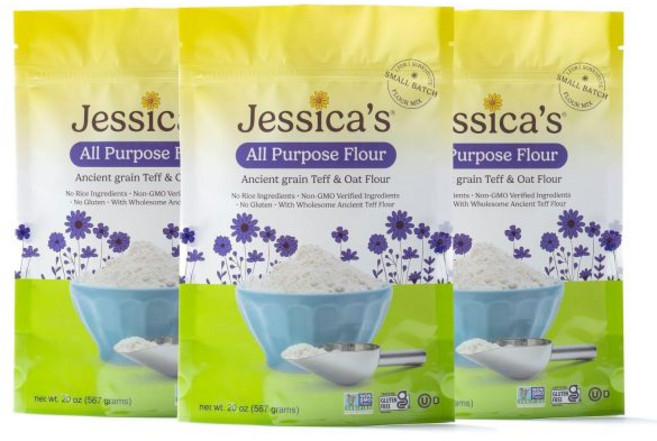 Jessica's Natural Foods 파우더 가루 분말 제시카의 내추럴 푸드 글루텐 프리 만능 밀가루 블렌드 테프와 건강한 귀리 가루로 만든 비변형 3개입