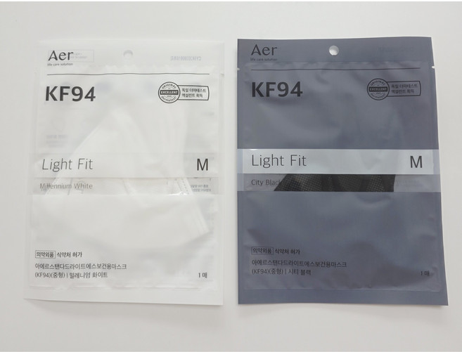 아에르 스탠다드 라이트핏 보건용 마스크 중형 KF94, 10개, 백색