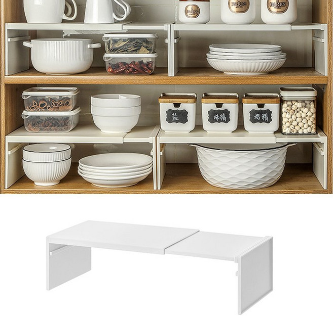 라이프브라운 슬라이드 다용도 길이조절 주방 싱크대 신발장 수납 정리대, 1개, 화이트