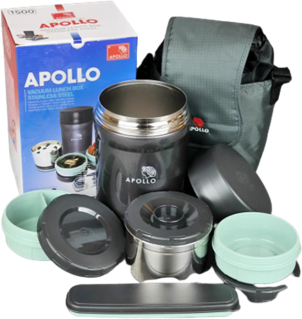 아폴로 보온도시락 반찬통 세트 스텐 수험생 직장인 점심 도시락 통 소풍, APL-1500, 1개