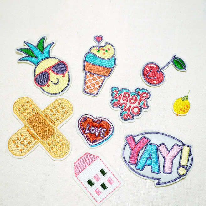 28. 썸머 자수와펜 열접착 자수패치 명찰 이름표