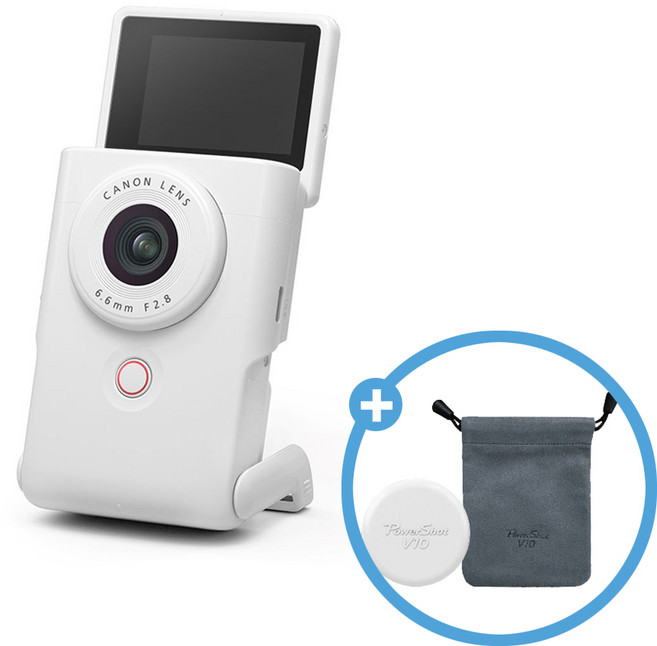 캐논코리아 정품 PowerShot V10 + 파우치 + 렌즈캡 [파워샷 V10] / 브이로그 카메라, V10(화이트)