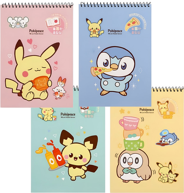 포켓몬스터 초등 무선 스프링 종합장 40매, 랜덤, 2개