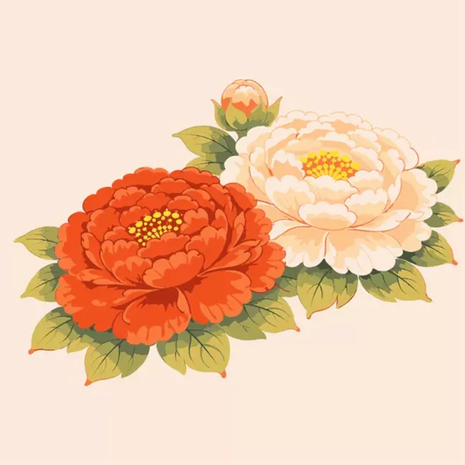 보코니 돈이 들어오는 복그림 쉬운 명화 유화 그림 그리기 DIY 세트 20 X 20 cm, 민화 감성 붉은 모란꽃 대운 상승, 1개