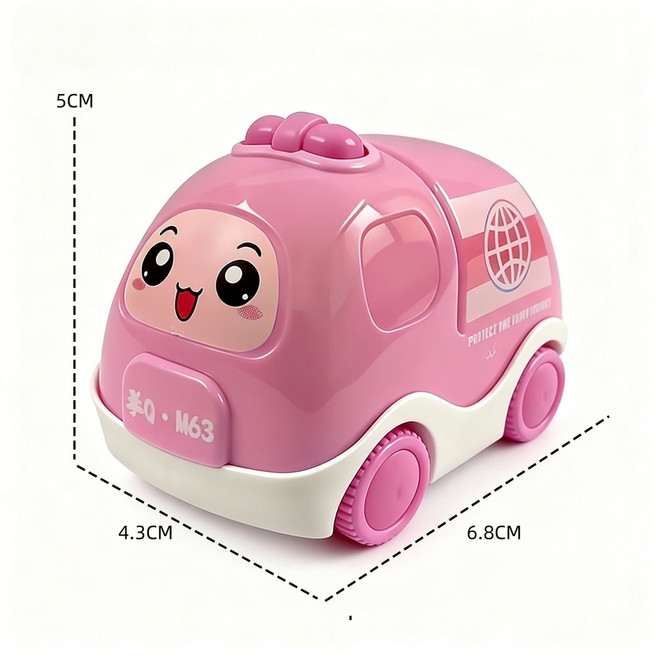 ibooooo 卡通迴力城市護衛隊 玩具車, 回力卡通地球車粉色, 1個