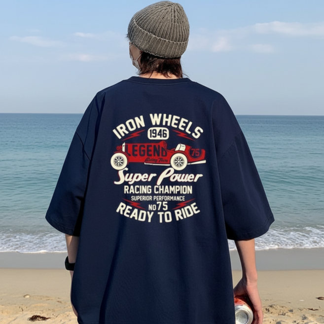 DADADA 남자 반팔티 오버핏 빅사이즈 프린팅 티셔츠