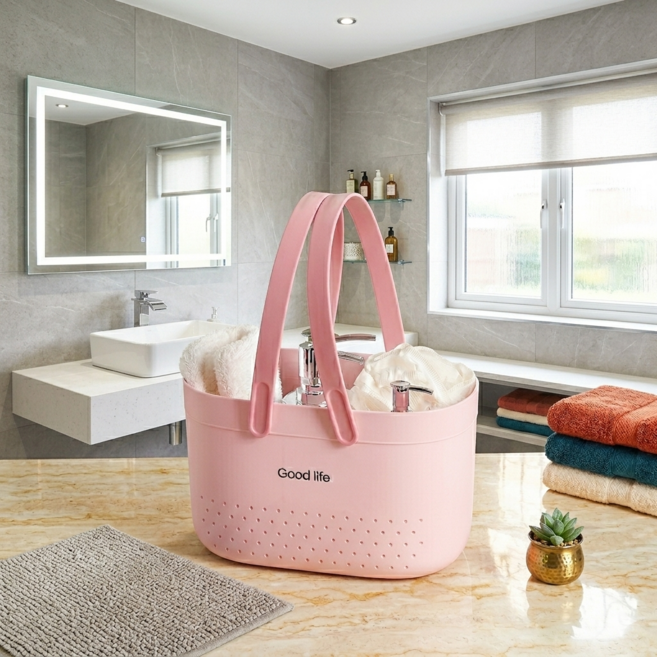 엘리트리빙 물빠짐 목욕 바구니, 핑크