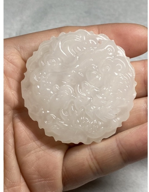 天然漢白玉龍鳳花件